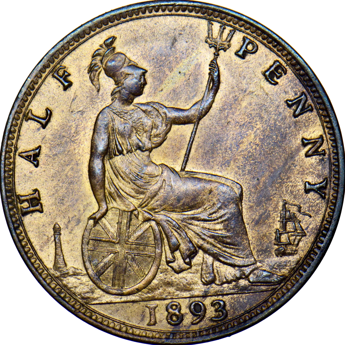 1893 Halfpenny F 368 AUNC