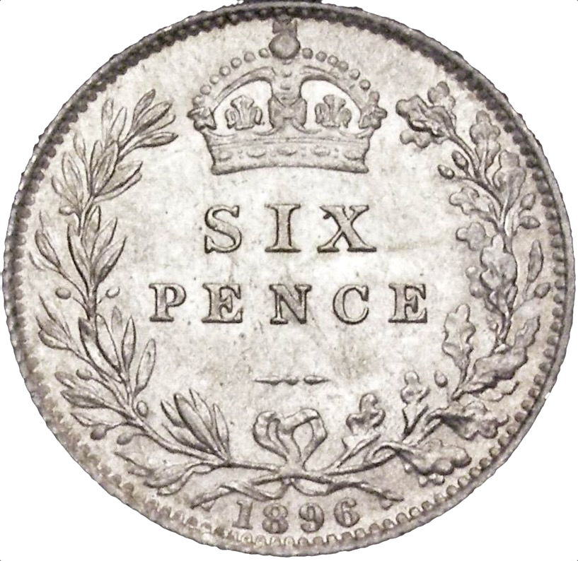 1896 Sixpence Old veiled head S3941 ESC 3289 Scarce UNC