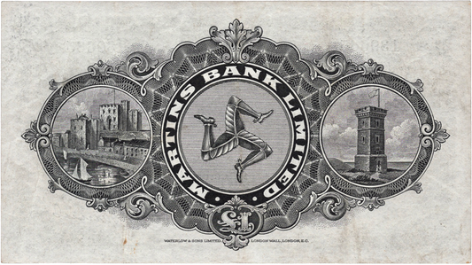 ISLE OF MAN P.18b IM13c Martins Bank 1938 £1 GVF