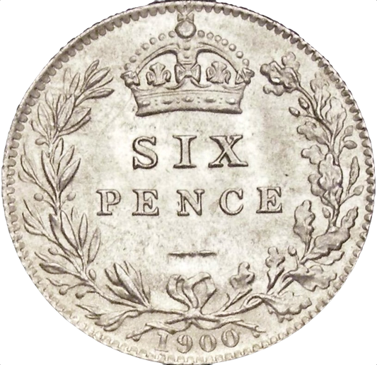 1900 Sixpence Old veiled head S3941 ESC 3293 AUNC