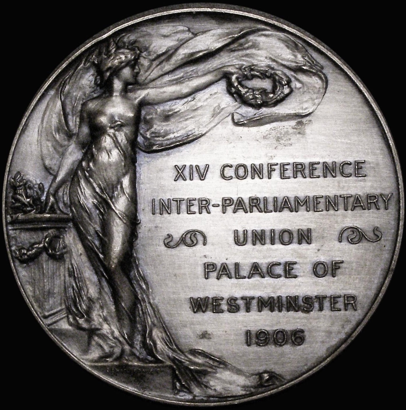 1906 Inter-Parliamentary Union Conference 51mm silvered bronze medal by A Wyon E1891 BHM 3941