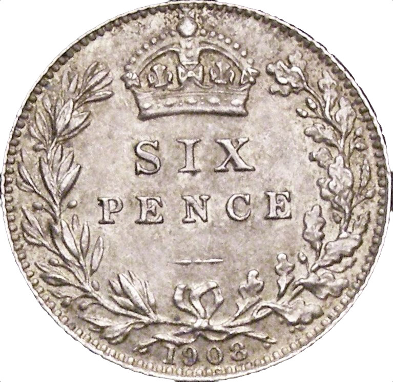 1908 Sixpence S3983 ESC 3604 Rare UNC