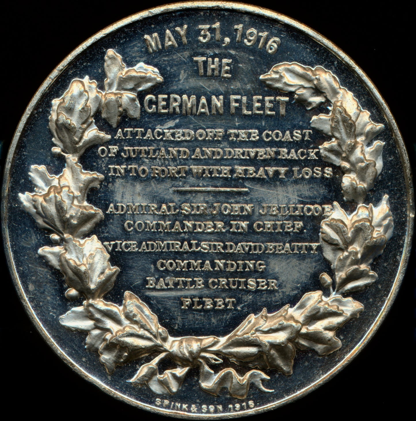 1916 Battle of Jutland 45mm white metal medal BHM 4124 E 1951a
