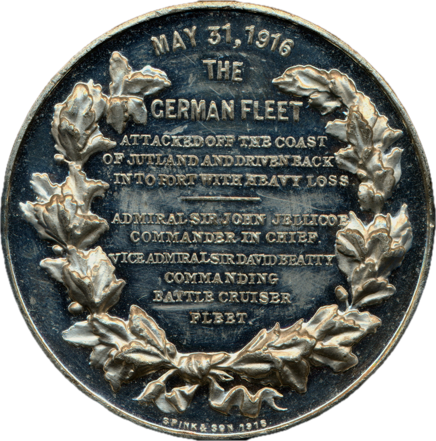 1916 Battle of Jutland 45mm white metal medal BHM 4124 E 1951a