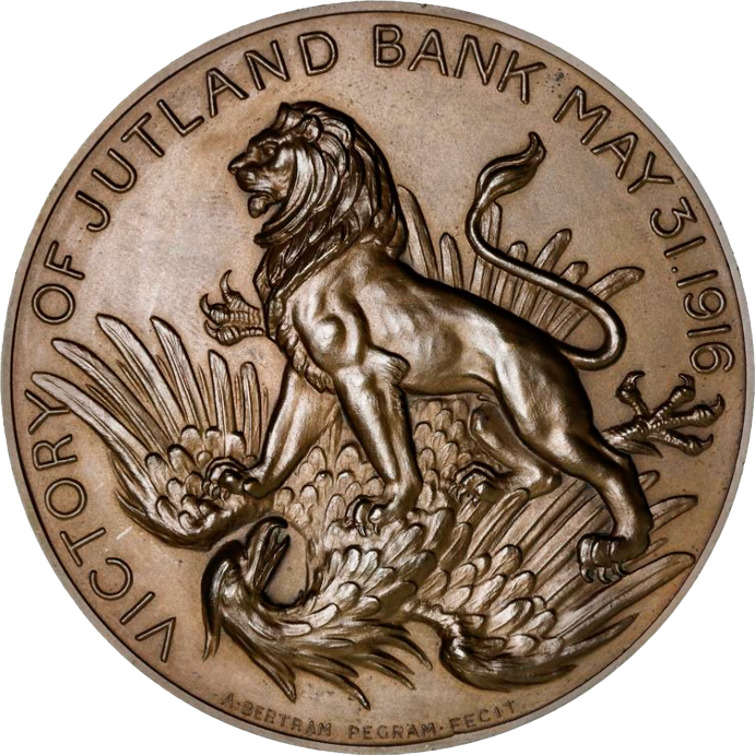 1916 Victory of Jutland Bank 76mm bronze medal BHM 4127 E1949