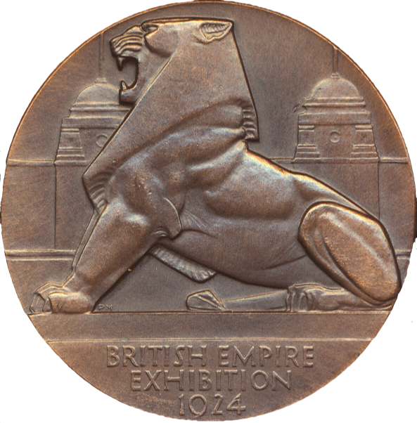 1924 British Empire Exhibition 51mm bronze medal in box BHM 4193 E1987