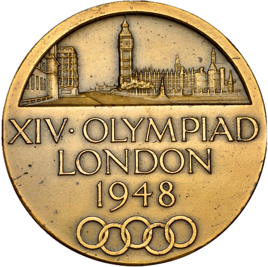 1948 Olympic Games London Participants Medal, a 51mm bronze award E2076