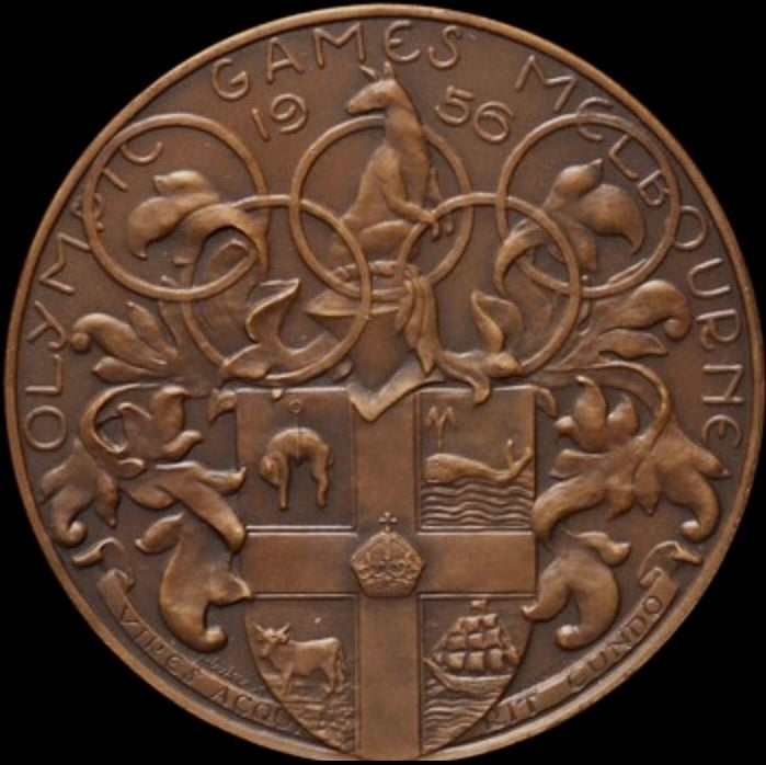 1956 Olympic Games Melbourne 63 mm bronze Participants Medal in original capsule