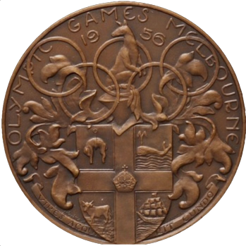 1956 Olympic Games Melbourne 63 mm bronze Participants Medal in original capsule