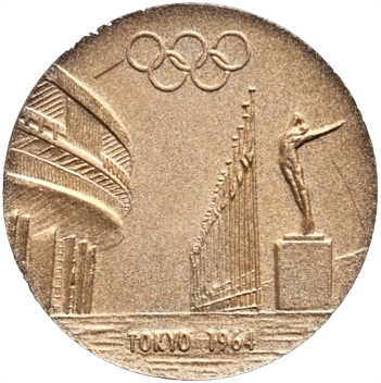 1964 Olympic Games Tokyo 60 mm bronze gilt Commemorative Medal in box of issue