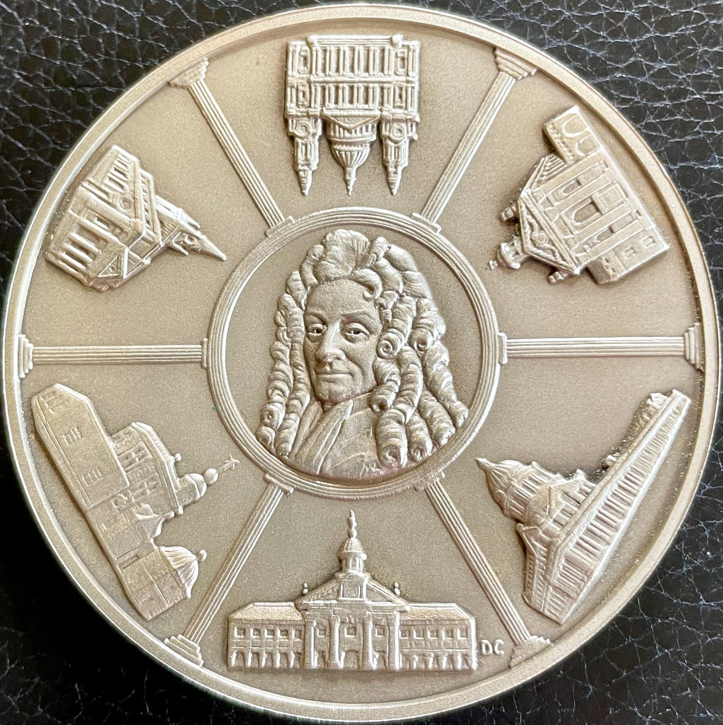 1973 Sir Christopher Wren 63mm Silver Medal in box on 250th Anniversary of his Death by Pinches