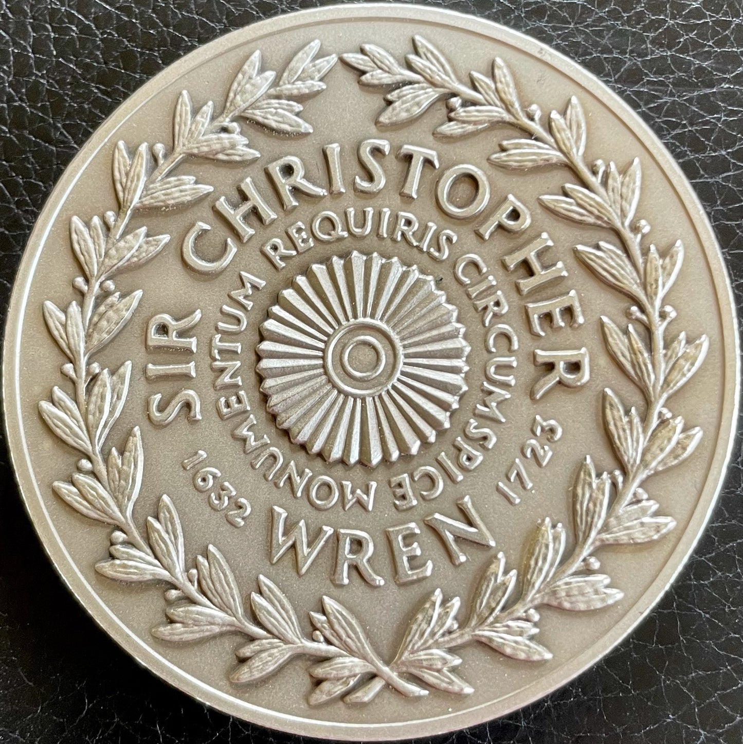 1973 Sir Christopher Wren 63mm Silver Medal in box on 250th Anniversary of his Death by Pinches
