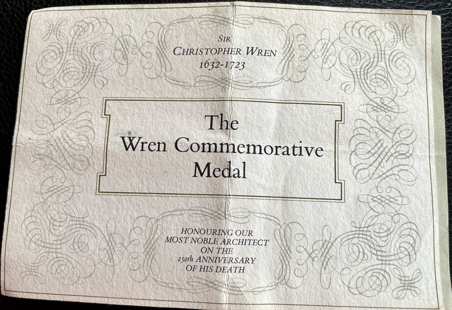 1973 Sir Christopher Wren 63mm Silver Medal in box on 250th Anniversary of his Death by Pinches