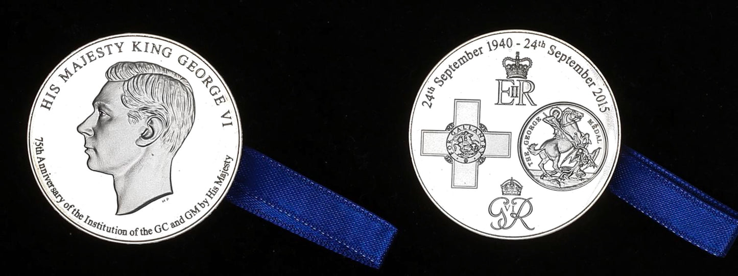 2015 The George Cross and George Medal 75th Anniversary solid silver medallions in box of issue