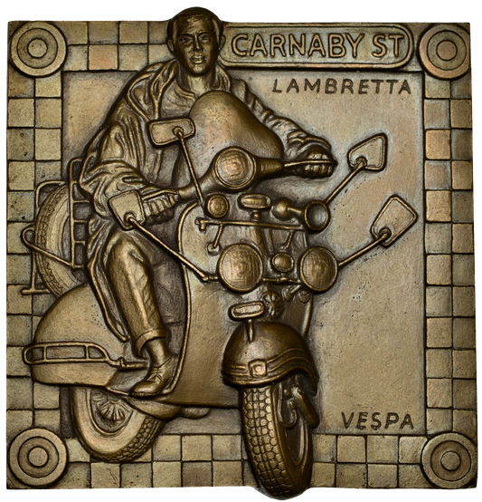 2015 Mods and Rockers 72mm square bronze plaque Very rare