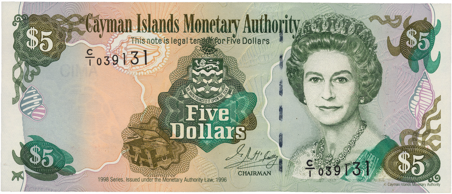 CAYMAN ISLANDS P.22a 1998 $5 UNC