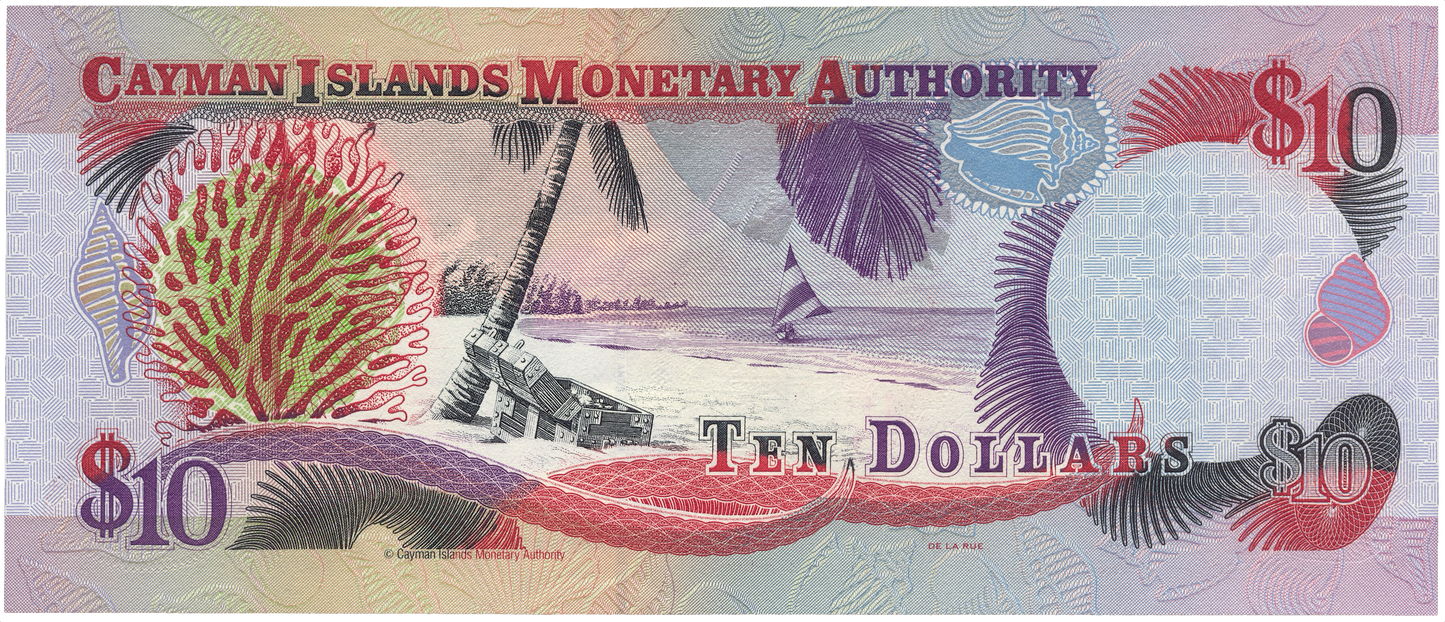 CAYMAN ISLANDS P.23 1998 low serial number $10 UNC