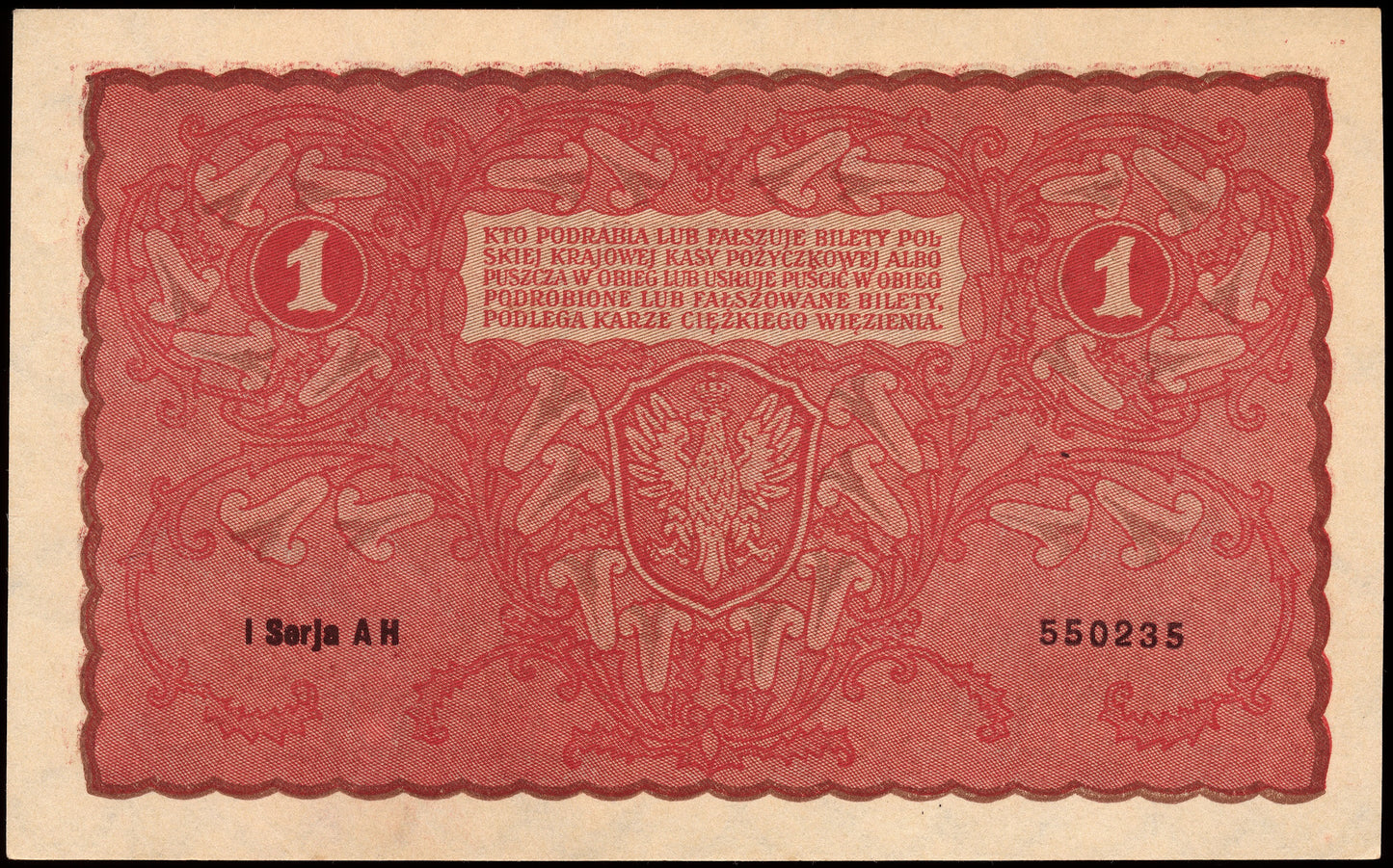 POLAND P.23 1919 1 Marka UNC