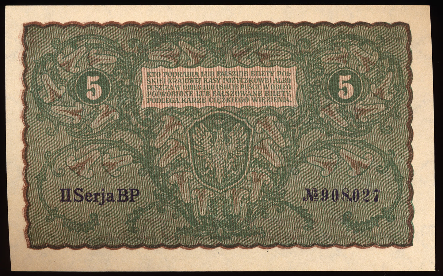 POLAND P.24 1919 5 Marek UNC