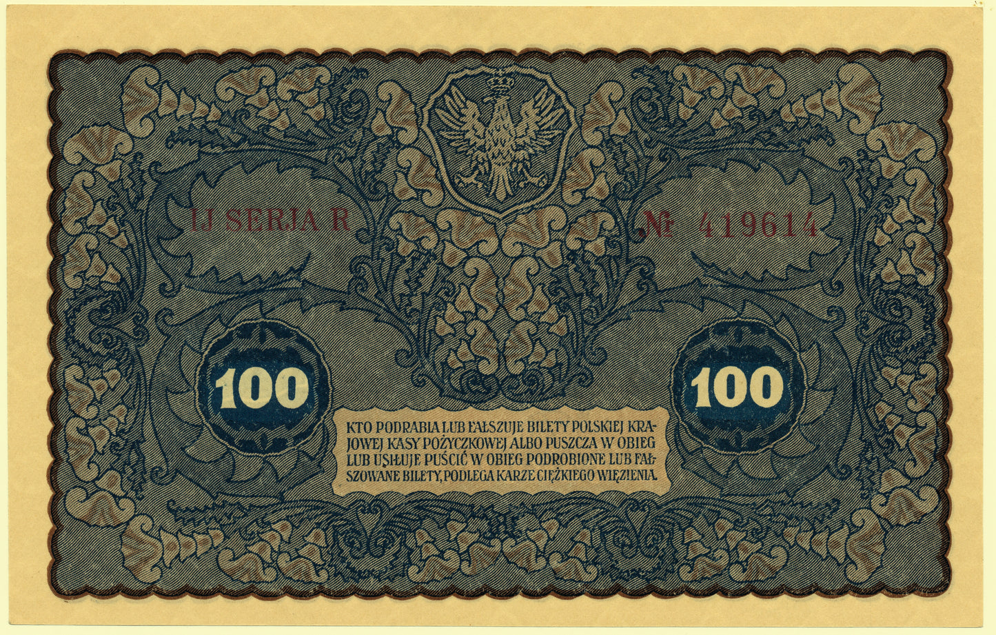 POLAND P.27 1919 100 Marek UNC