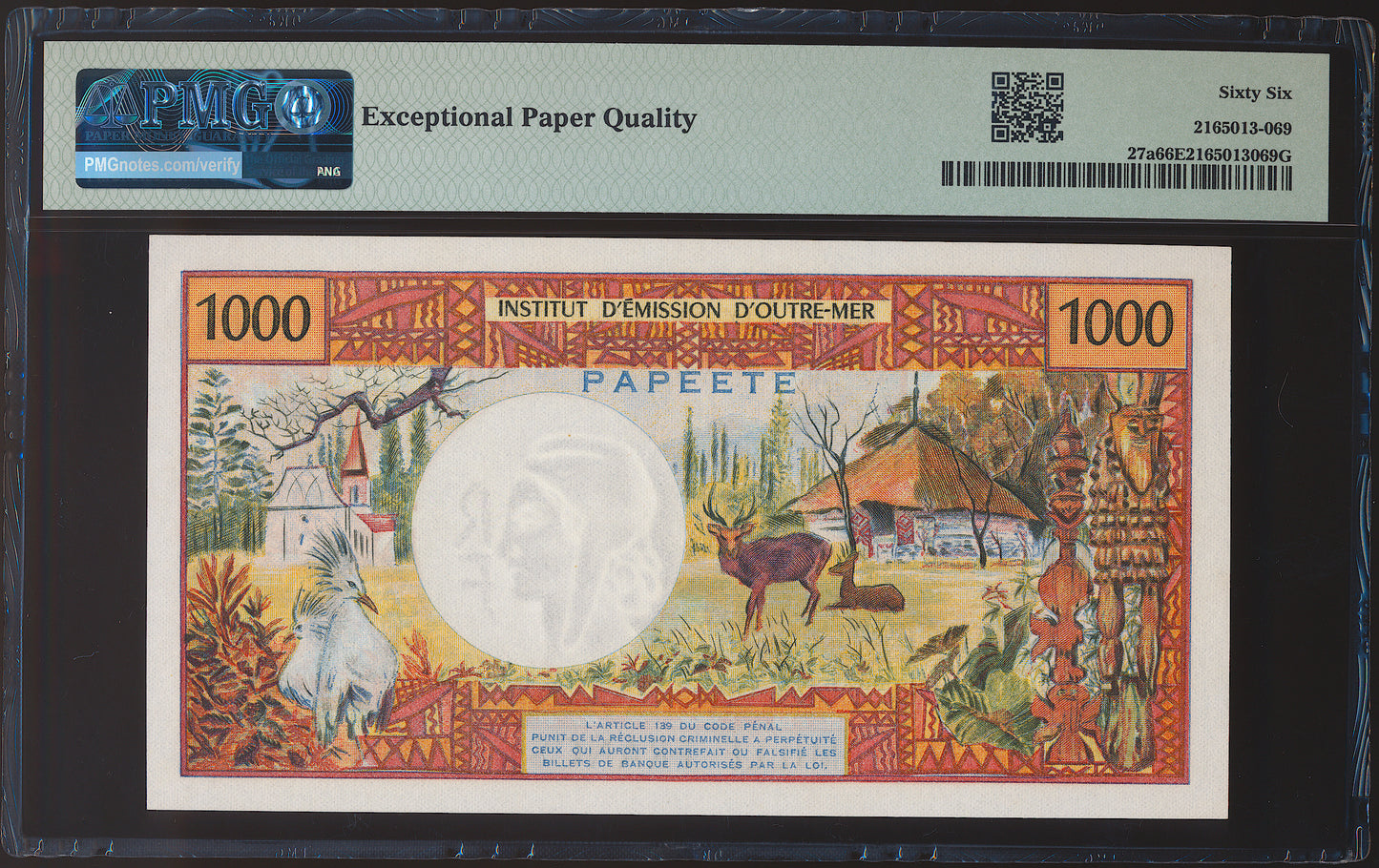 TAHITI P.27a 1971 1000 francs GEM UNC 66 EPQ