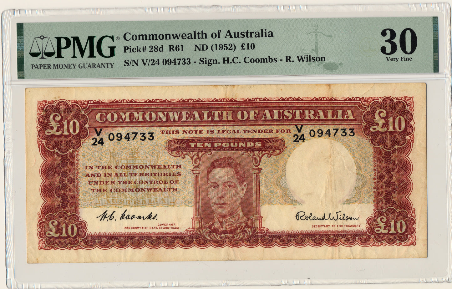 AUSTRALIA P.28d 1927 £10 VF 30