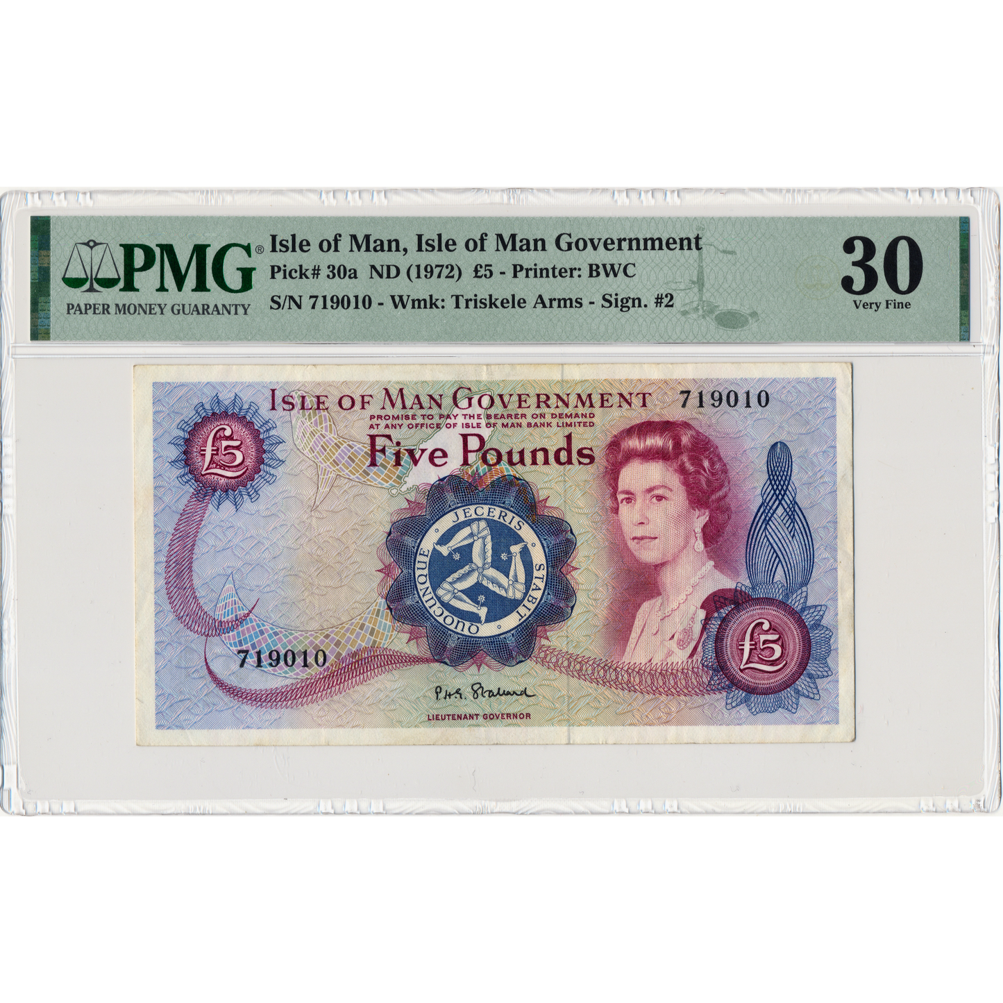 ISLE OF MAN P.30a IM42a 1972-1979 £5 VF 30