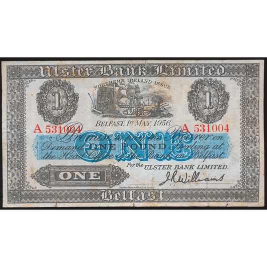 NORTHERN IRELAND P.315c NI804b 1956 Ulster Bank £1 NVF