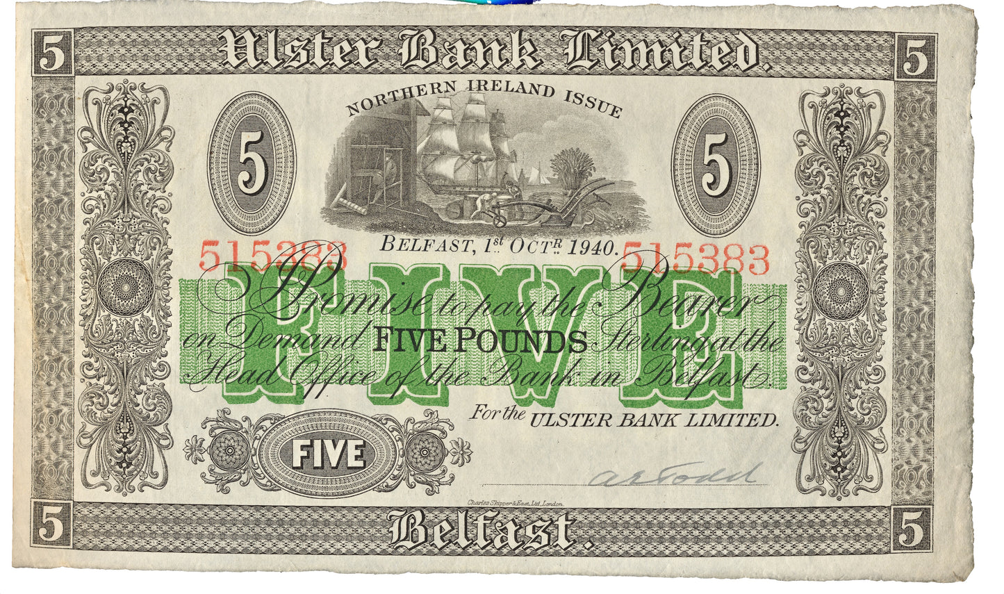NORTHERN IRELAND P.316a NI813a 1940 Ulster Bank £1 GVF