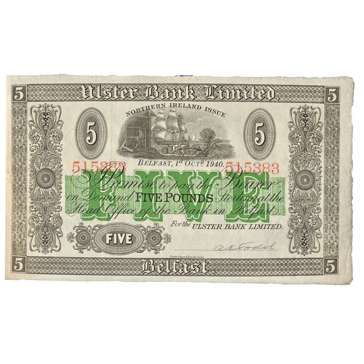 NORTHERN IRELAND P.316a NI813a 1940 Ulster Bank £1 GVF