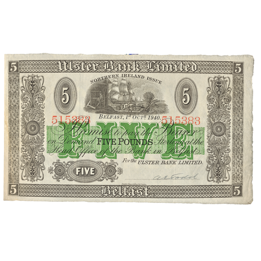 NORTHERN IRELAND P.316a NI813a 1940 Ulster Bank £1 GVF