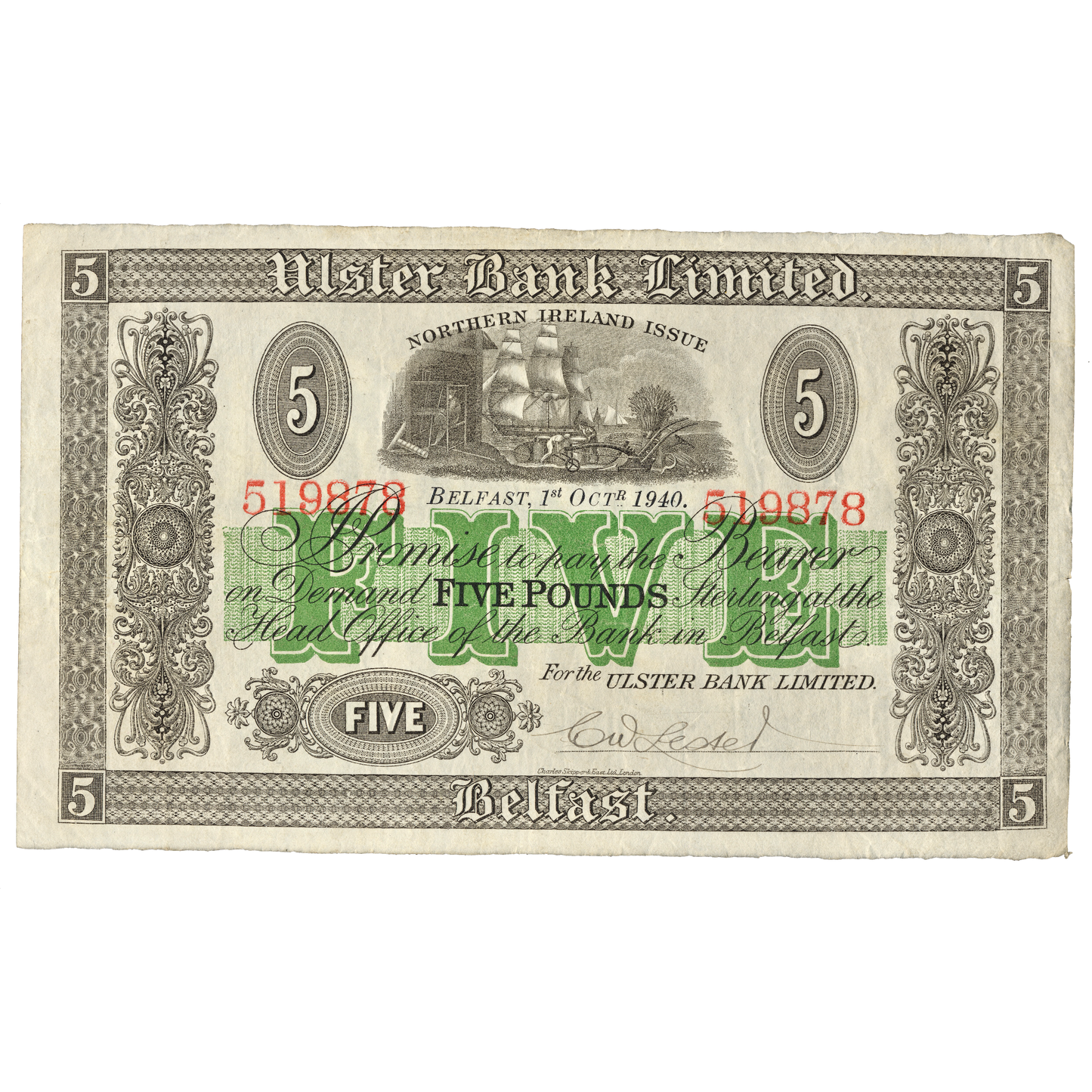 NORTHERN IRELAND P.316a NI813a 1940 Ulster Bank £1 GVF