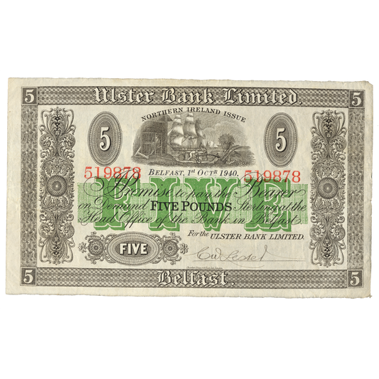 NORTHERN IRELAND P.316a NI813a 1940 Ulster Bank £1 GVF