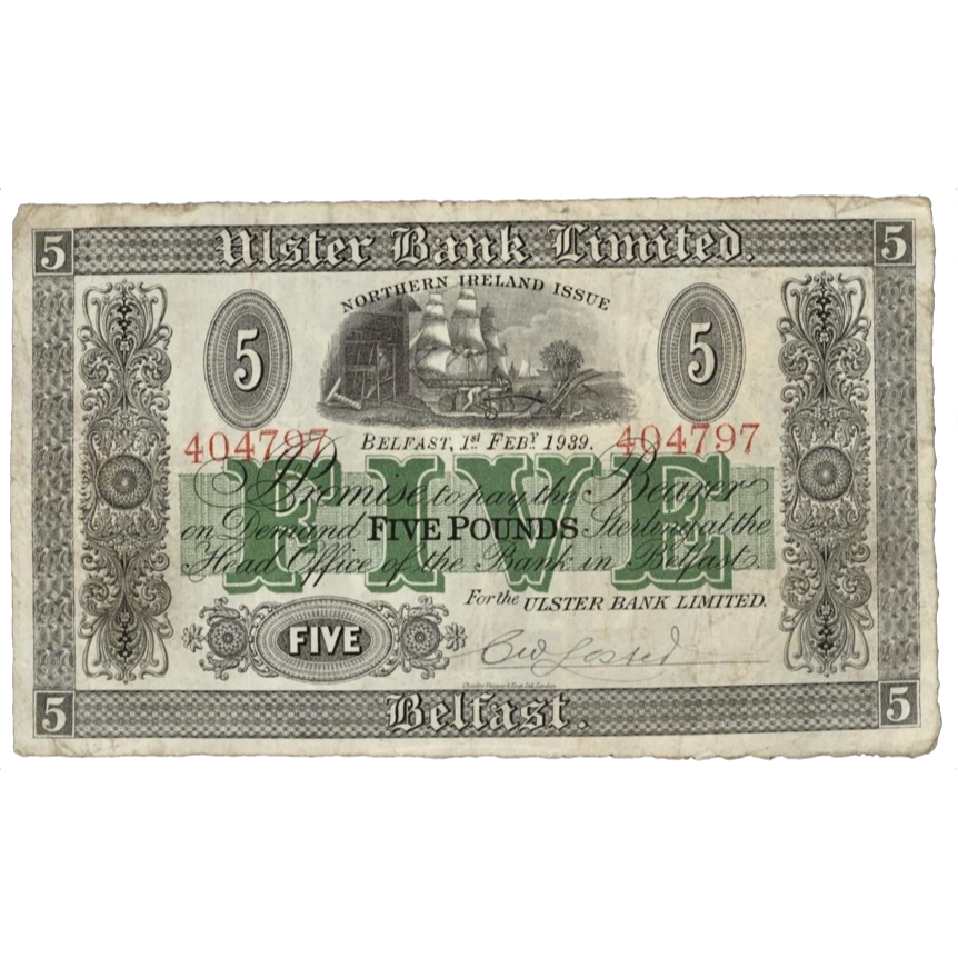 NORTHERN IRELAND P.316a NI813a 1939 Ulster Bank £1 GF