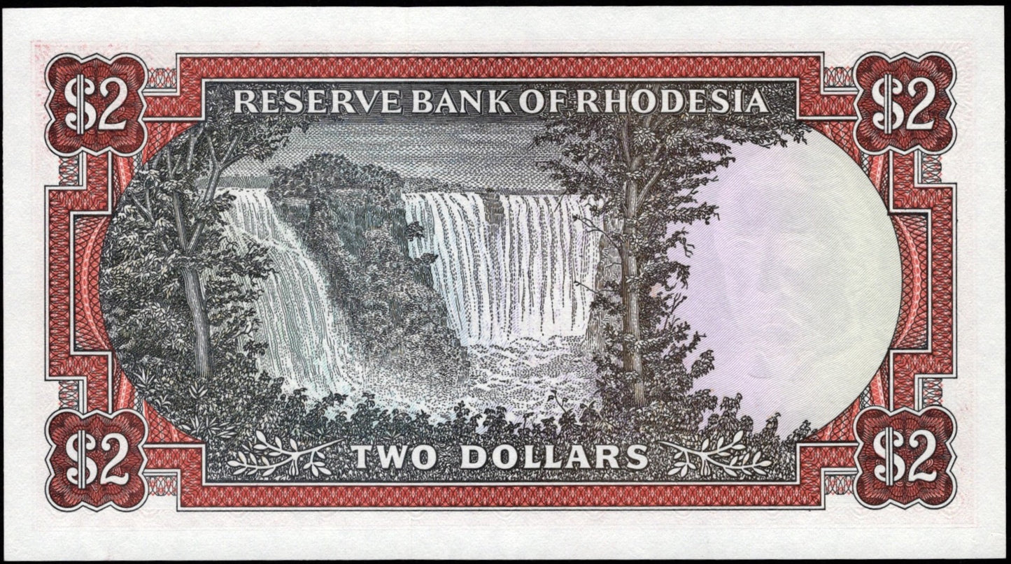 RHODESIA P.31a 1970 rare first date 2 dollars UNC