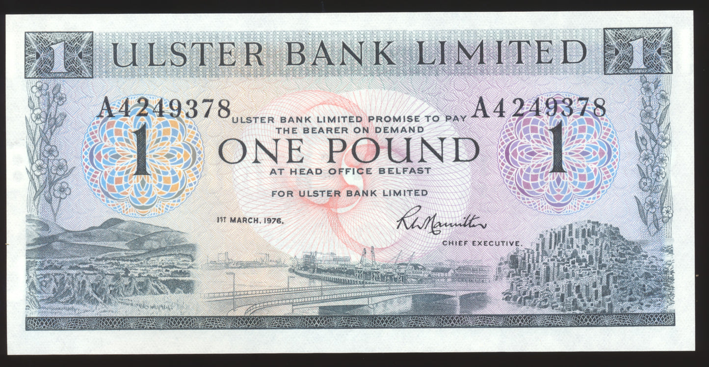 NORTHERN IRELAND P.325b NI806b 1976 Ulster Bank £1 UNC