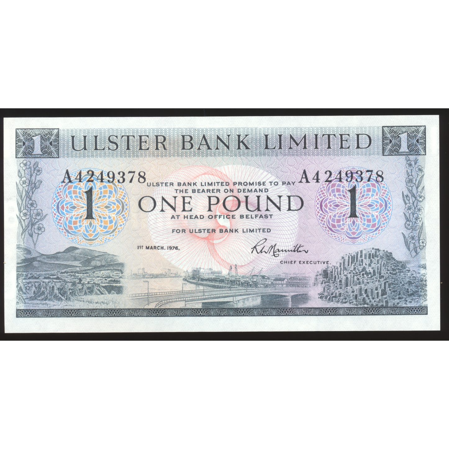 NORTHERN IRELAND P.325b NI806b 1976 Ulster Bank £1 UNC