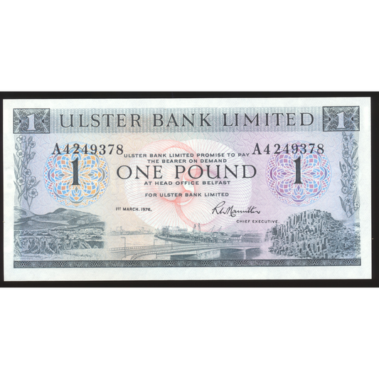 NORTHERN IRELAND P.325b NI806b 1976 Ulster Bank £1 UNC