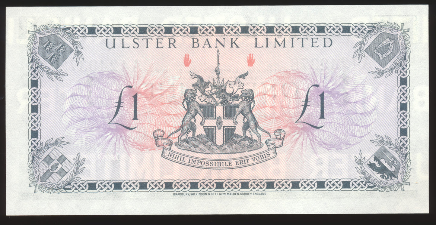 NORTHERN IRELAND P.325b NI806b 1976 Ulster Bank £1 UNC