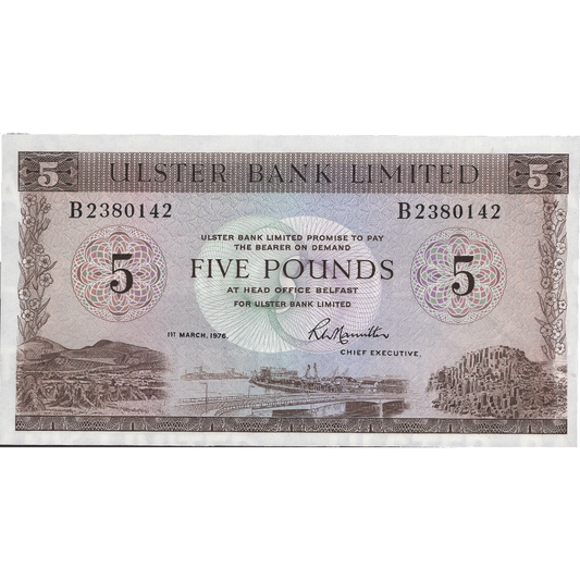 NORTHERN IRELAND P.326b NI815b 1976 Ulster Bank £5 UNC