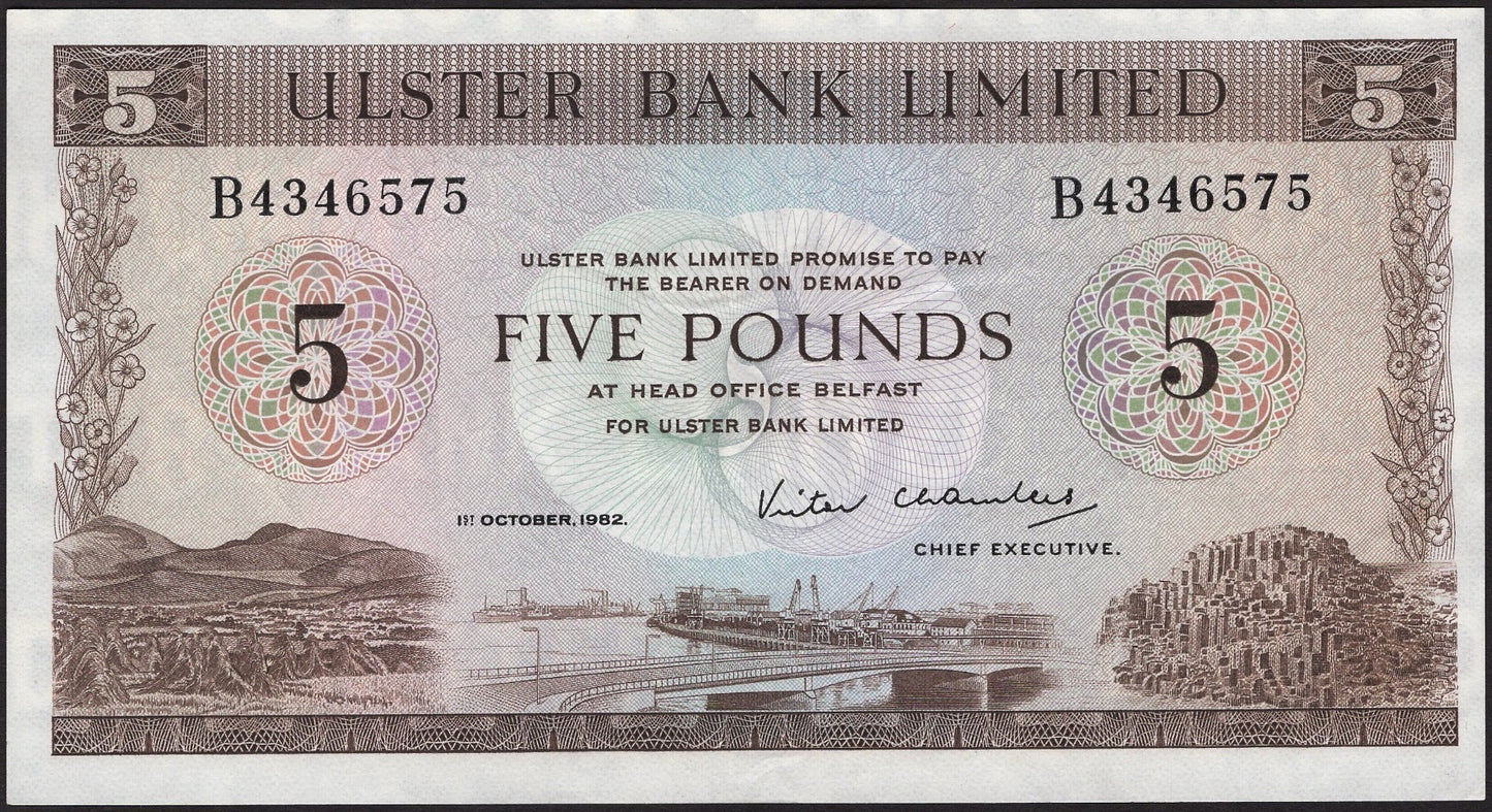 NORTHERN IRELAND P.326c NI815c 1982 Ulster Bank £5 GEF