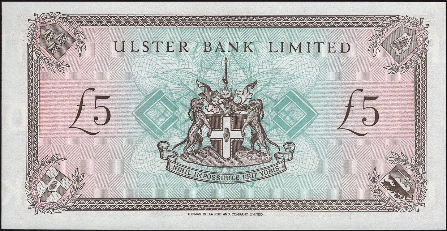 NORTHERN IRELAND P.331a NI816 1989 Ulster Bank £5 UNC