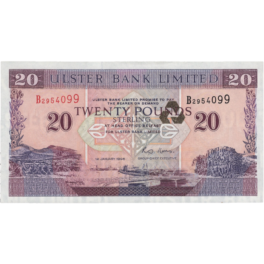NORTHERN IRELAND P.337a NI835a 1996 Ulster Bank £20 UNC