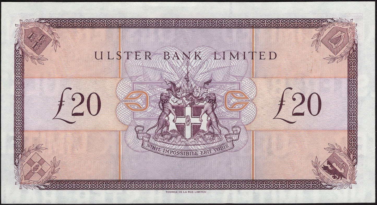 NORTHERN IRELAND P.337a NI835a 1996 Ulster Bank £20 UNC