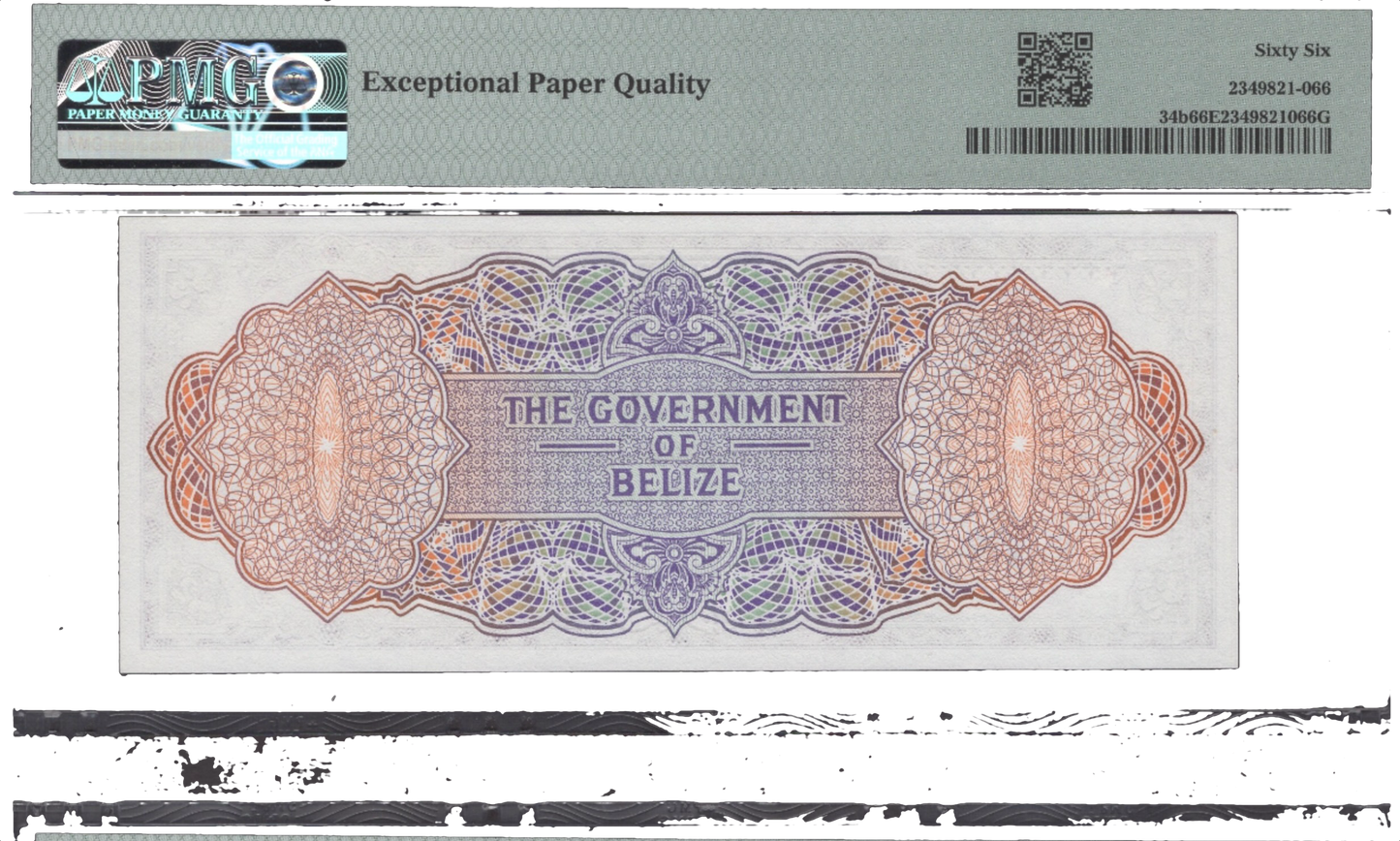 BELIZE P.34b 1975 $2 SUPERB GEM UNC 66EPQ
