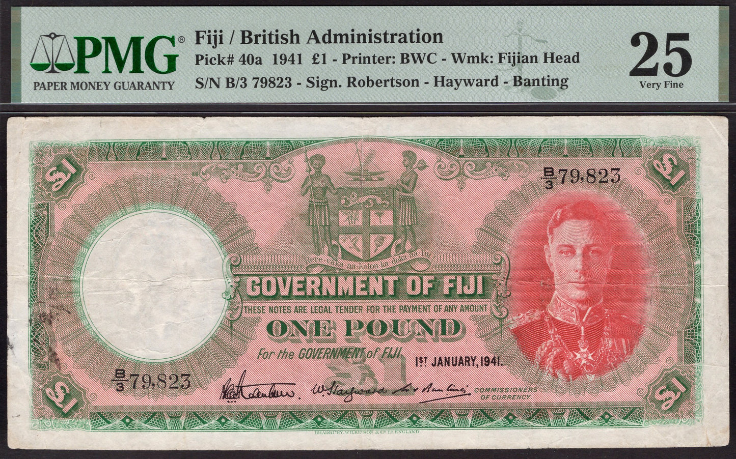 FIJI P.40a 1941 £1 VF25