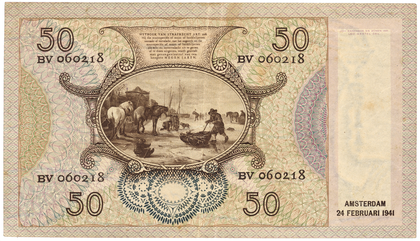 NETHERLANDS P.58 1941 50 Guilden VF