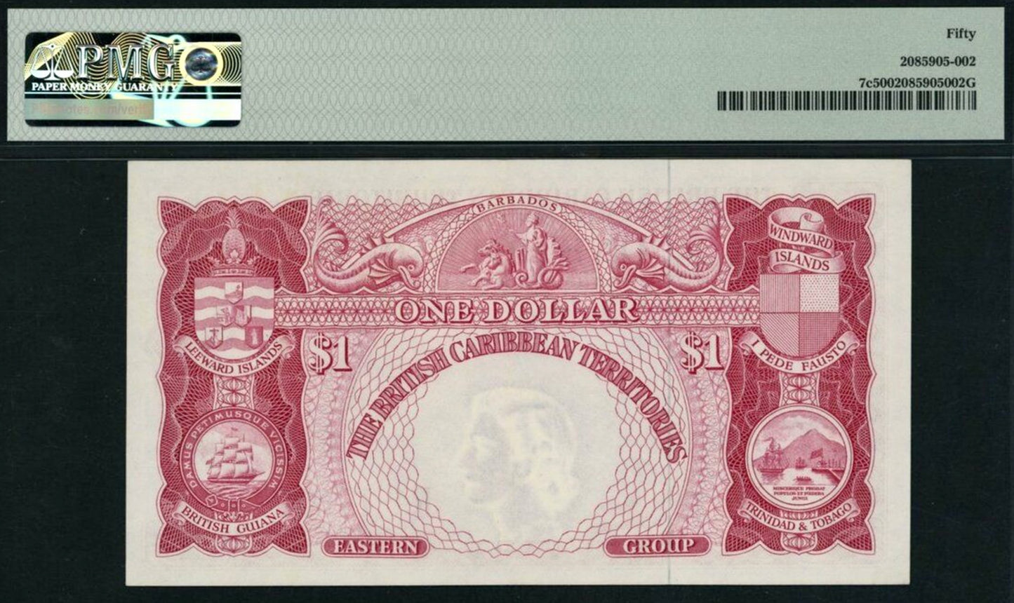 BRITISH CARIBBEAN TERRITORIES P.7c 1954-1957 $1 AUNC 50