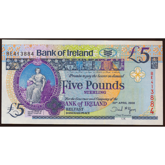 NORTHERN IRELAND P.83 NI217 2008 Bank of Ireland £5 banknote UNC