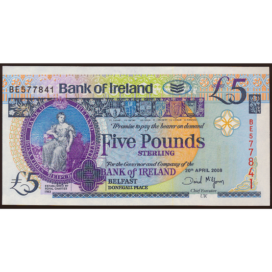 NORTHERN IRELAND P.83 NI217 2008 Bank of Ireland £5 banknote UNC